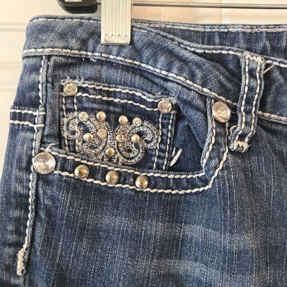Twelve K Y2K Rhinestone Jeans Women's Size 9 Low Rise Vintage 12K Embellished - Picture 10 of 12